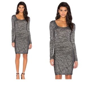 Rag & Bone Twist Ruched Long Sleeve Dress, Heathered Black, X-Small